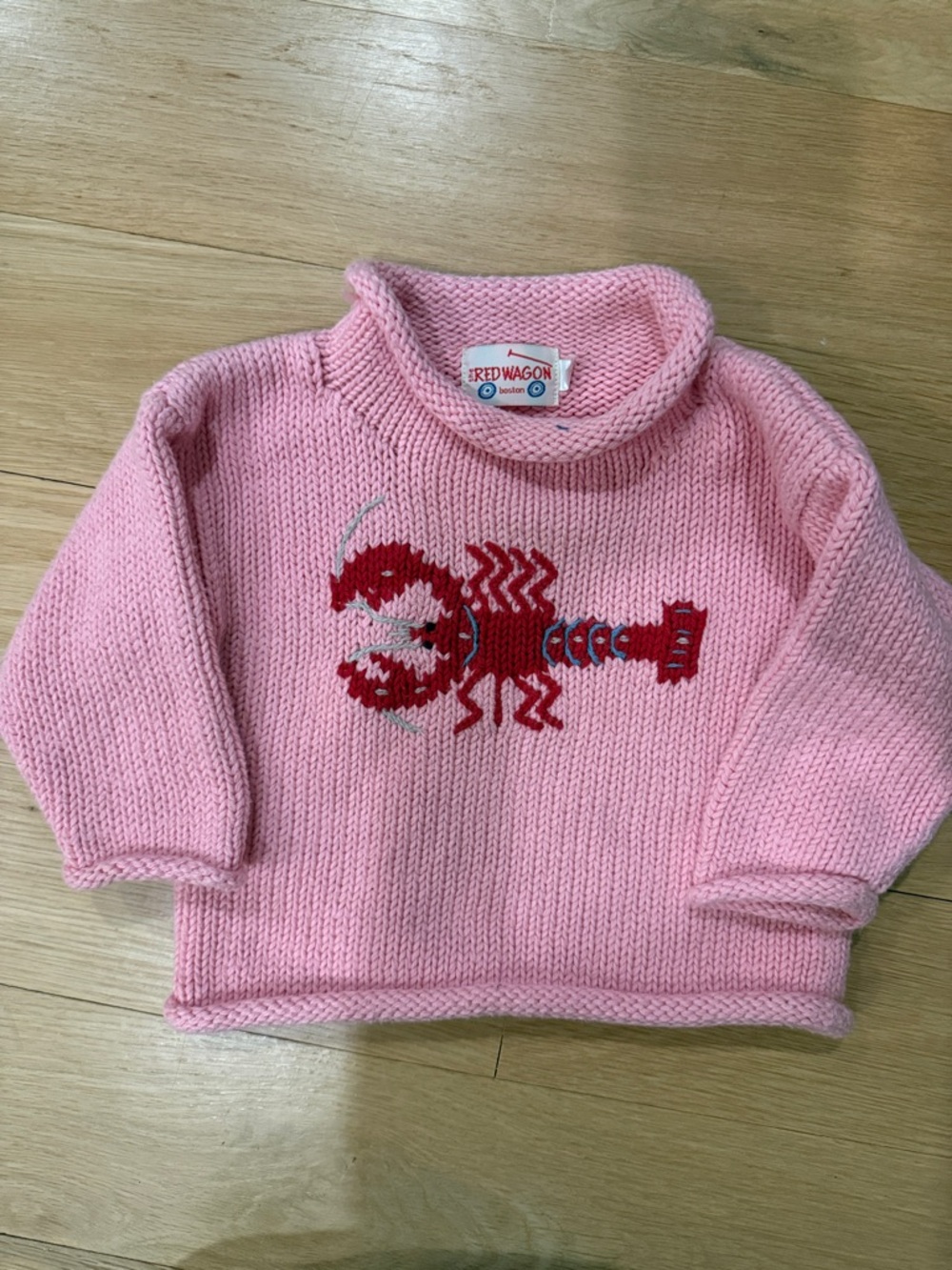 Kids Pink Lobster Knit Sweater